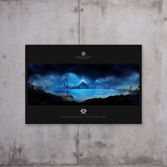 2Advanced Attractor Edge Of the Ocean poster, framed 36x24 on concrete wall