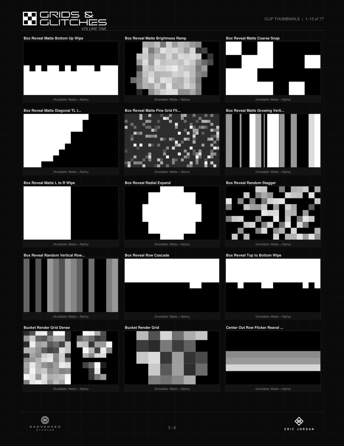 Grids & Glitches Volume 1 - clip thumbnails 1 to 15