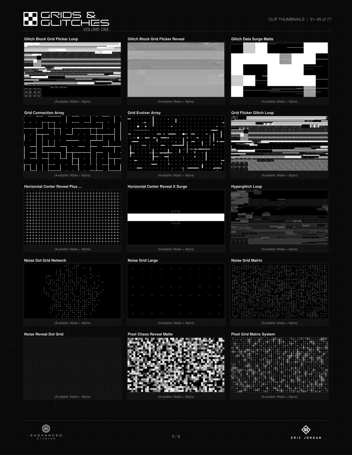 Grids & Glitches Volume 1 - clip thumbnails 31 to 45