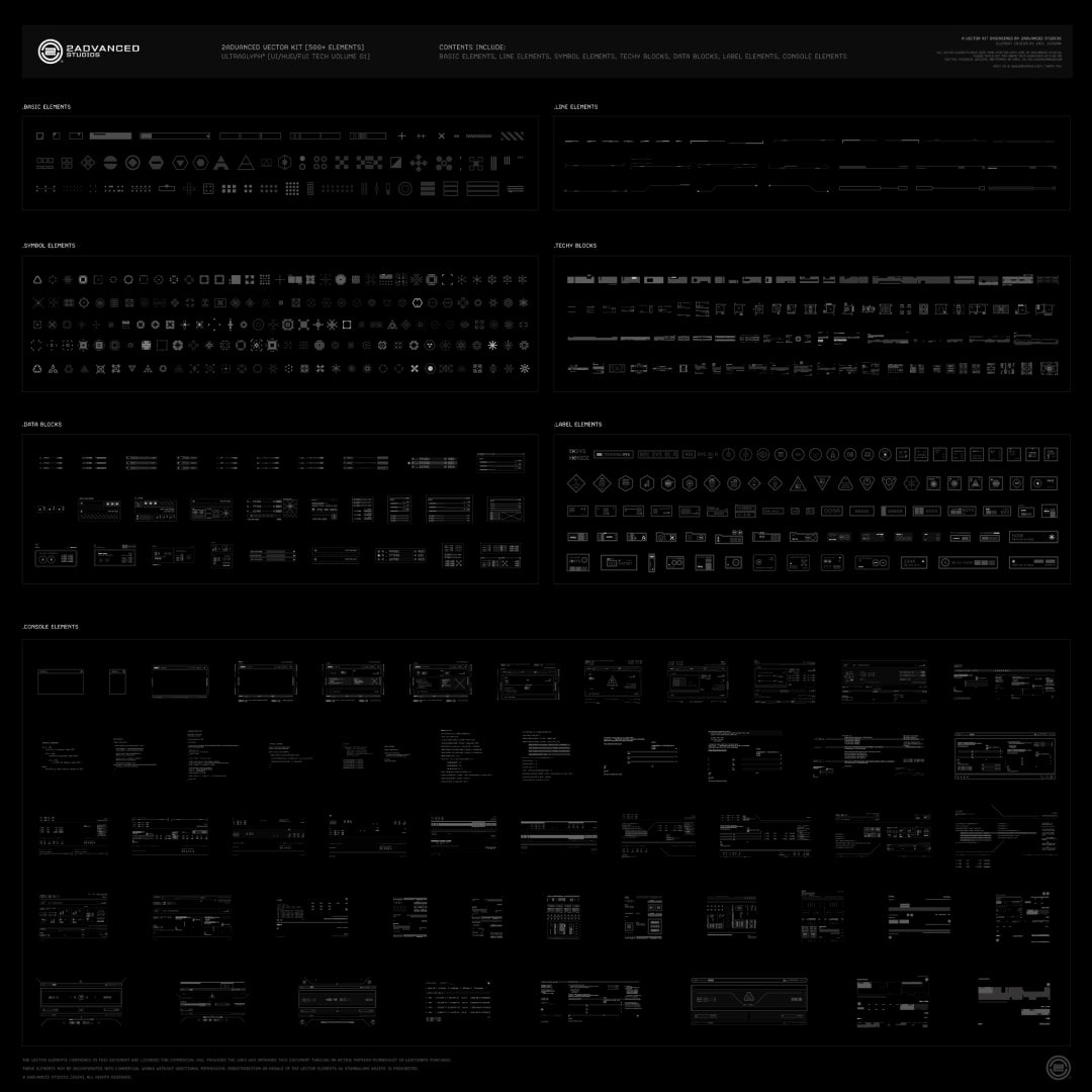 UI/HUD/FUI Tech Volume 1: "Ultraglyph©"